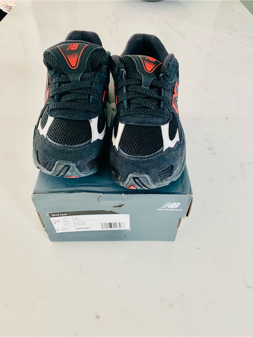 New Balance 2010 Lace Unisex Kids Athletic Sneaker US 3 Black/Red/White